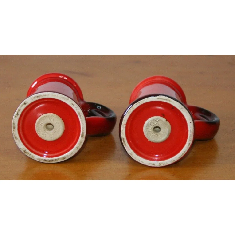 Salt Pepper Shakers Burnt Orange Red Rooster collection by Metlox Poppytrail MCM